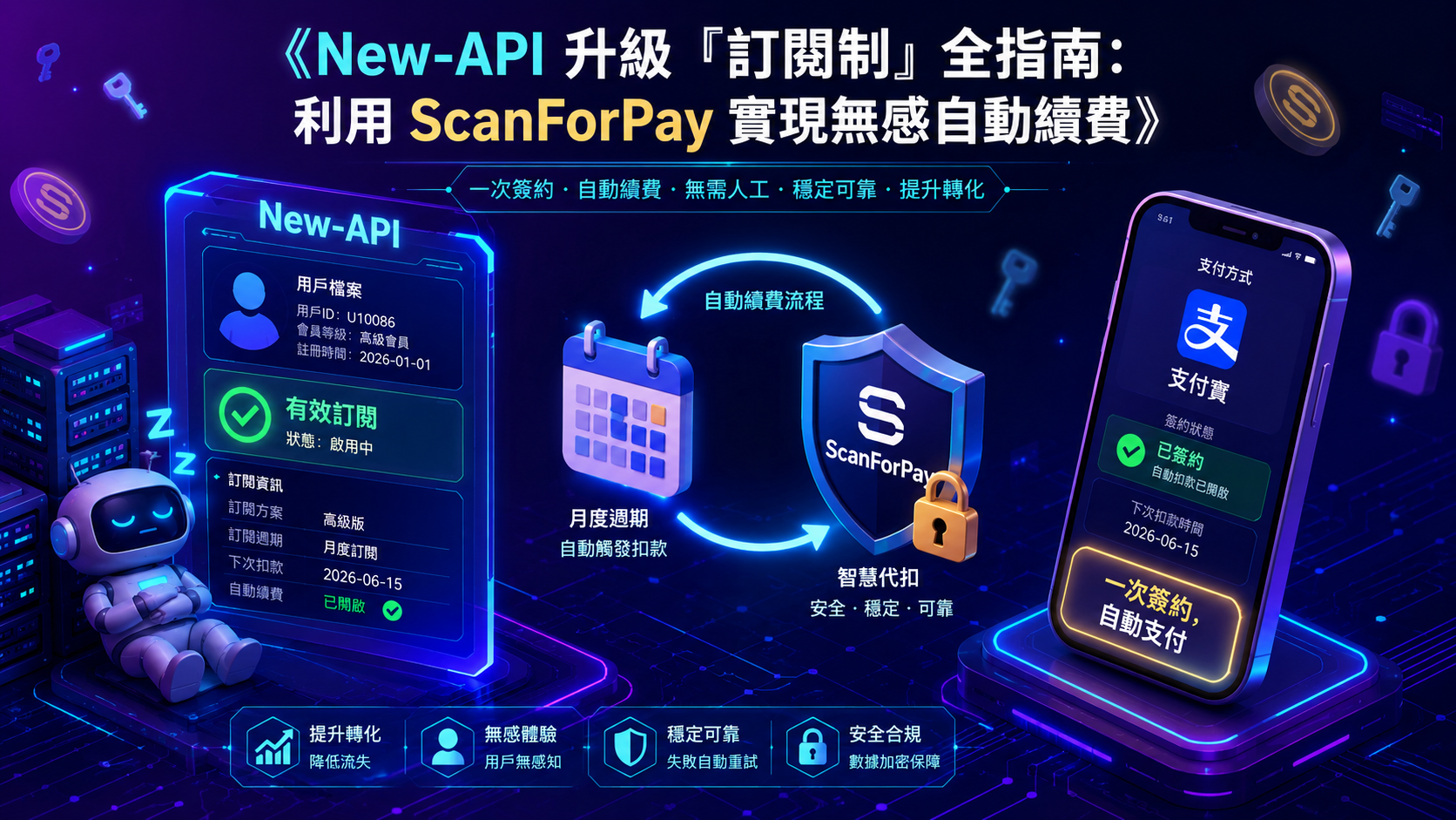 New-API 升級訂閱制全指南：利用 ScanForPay 實現無感自動續費